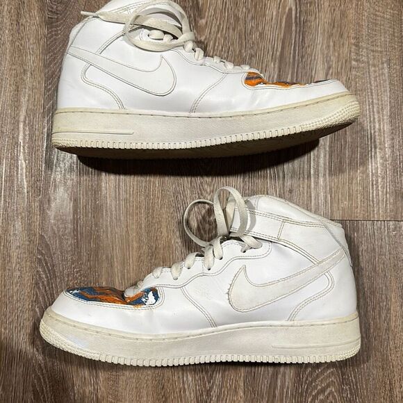 Nike AF1 hi top custom white blue orange 11.5 - Picture 8 of 12